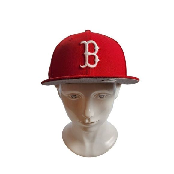 Boston Red Sox, Scarlet Basic 59Fifty New Era Fitted Hat Size 7 7/8 - Picture 1 of 8